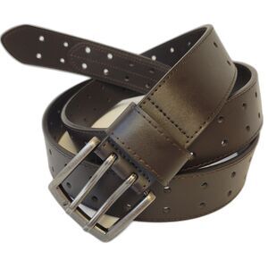 Genuine Leather King Size 56/58 Brown Double Prong Mens Belt